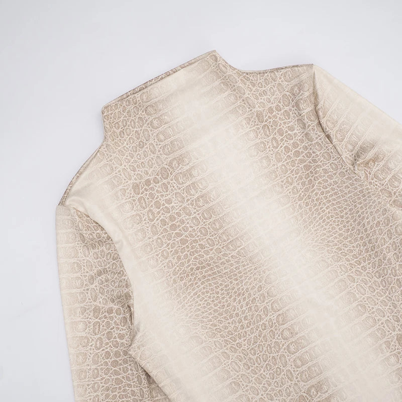 CUTENOVA Fall New Arrival Hottie Girl Long-Sleeve Fitted Snake Print Stand Collar Bodycon Mini Dress Elegant Stylish Streetwear