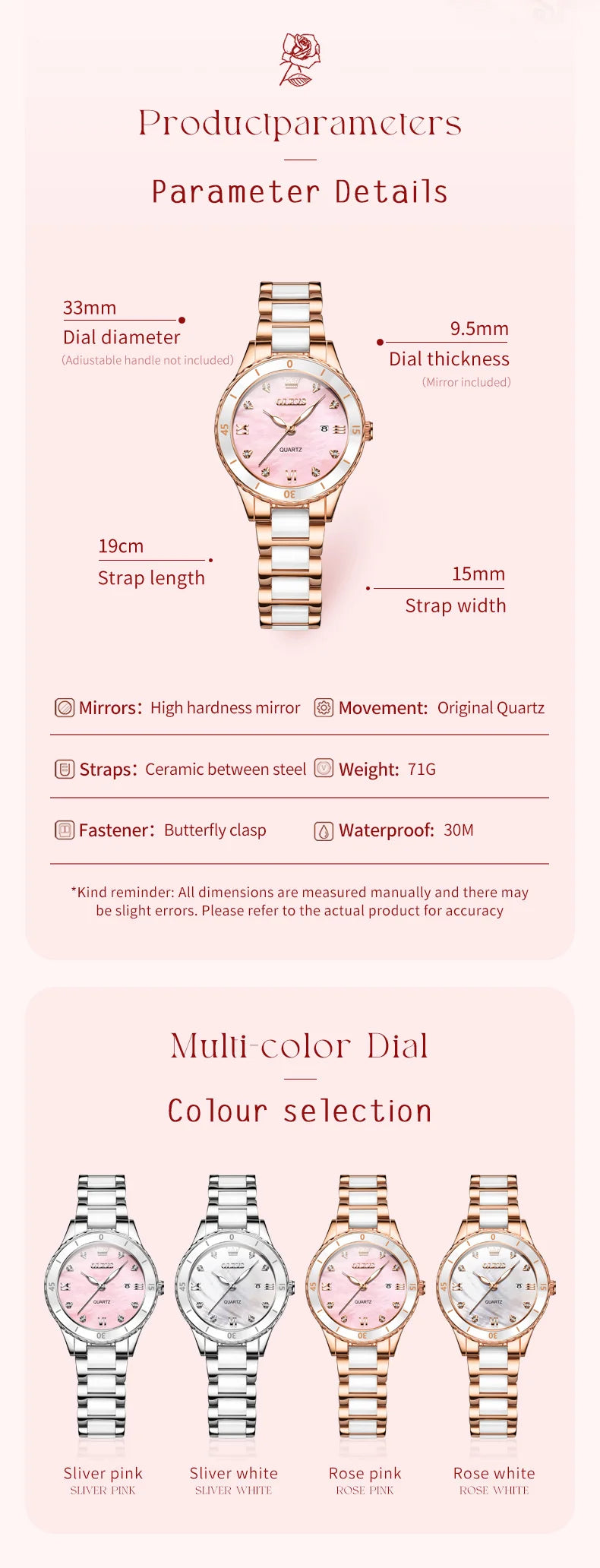 OLEVS Women Watch Diamond Roman Scale Waterproof Calendar Elegant Quartz Watches Ceramic Strap Luxury Original Girls Watch 9985