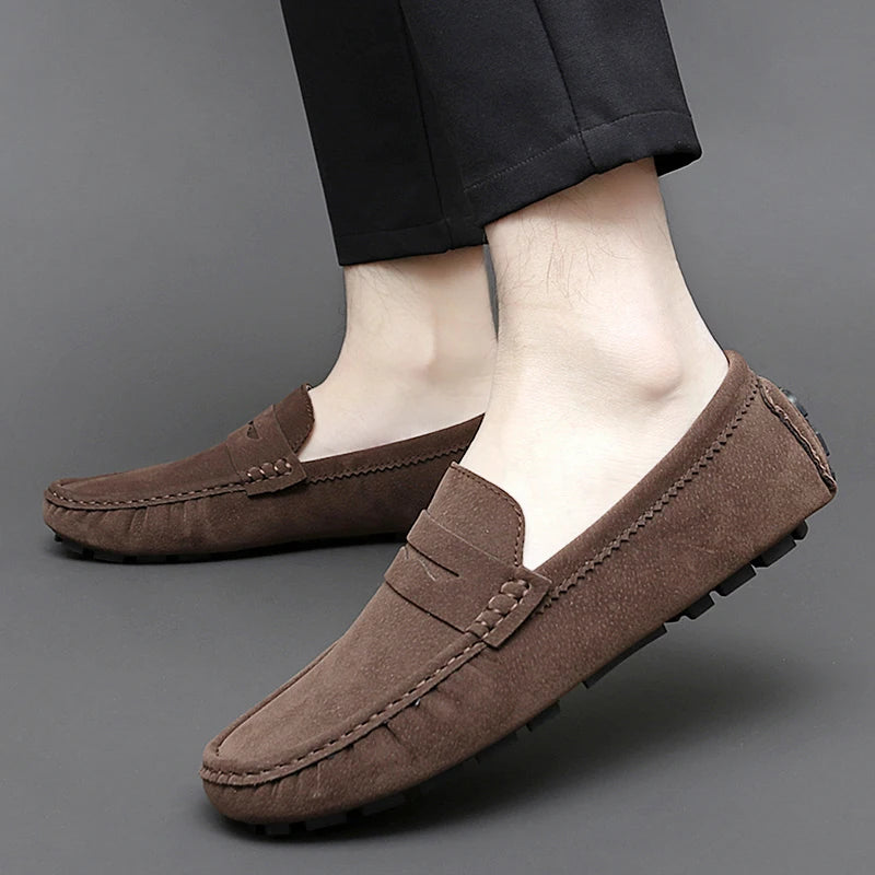 Suede Leather Mens Loafers New Fashion Walking Shoes New Comfy Man Drive Flats Classic Original Style Men Casual Shoes Moccasins