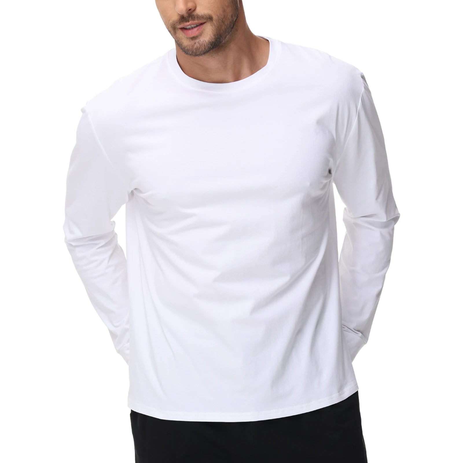 Men's T Shirt Long Sleeve Crewneck Tee Shirts Classic Loose Fit Workout Tops for Men Gym Clothes S-XXL