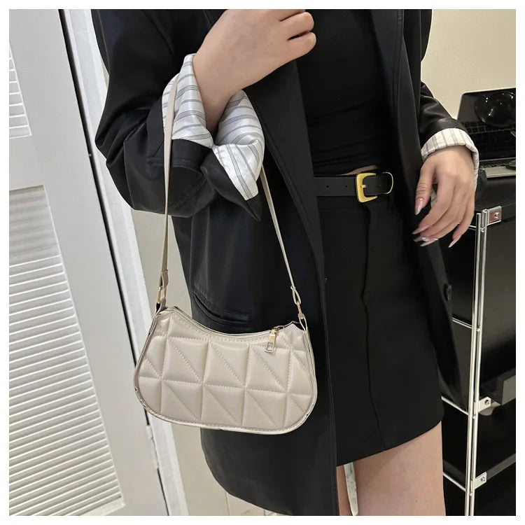 New Solid Color Casual Women's Handbags Shoulder Bag with Niche Retro Design Fashionable and Trendy Leather Crossbody Bags