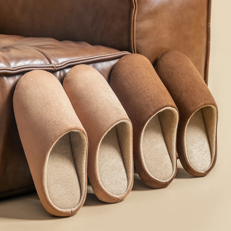 Men's Solid Color Slippers Autumn and Winter Thin Velvet Mute Soft Bottom Non-Slip Soft Comfortable Indoor Floor Home Shoes