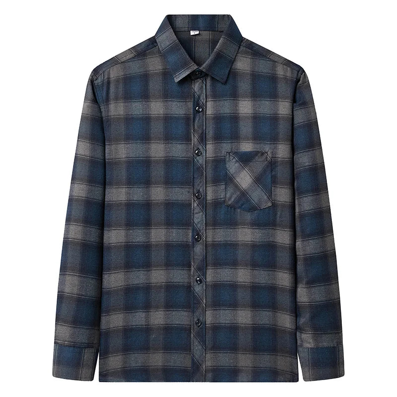 2025 Autumn New Men's Printed Striped Long Sleeved Shirt Casual Fashion Versatile Men's Top