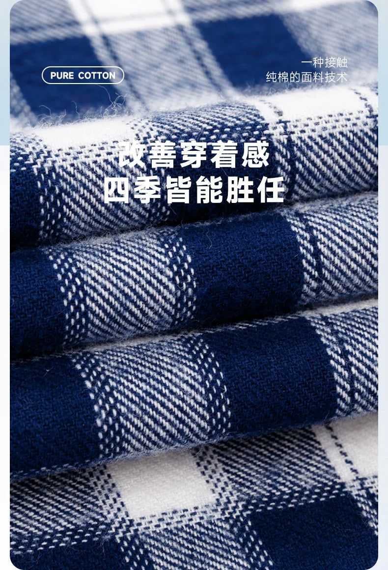 Pure Cotton Men's Plaid Shirts Long Sleeved Regular Fit Casual Office Fashion Shirts Leisure Autumn Male Check Blouses Plus Size