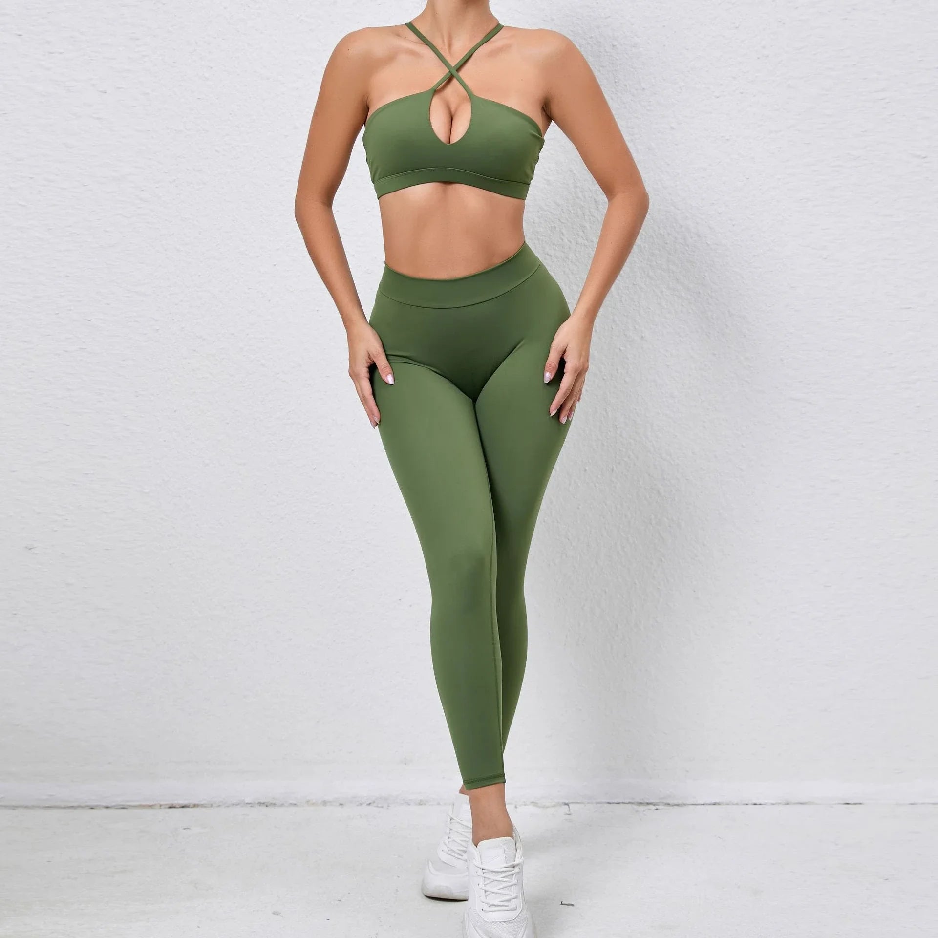 Seamless Yoga Sets Sports Fitness Hip-lifting Nude Feel Pants Cross Beauty Back Bra Suits Workout Gym Leggings Set for Women