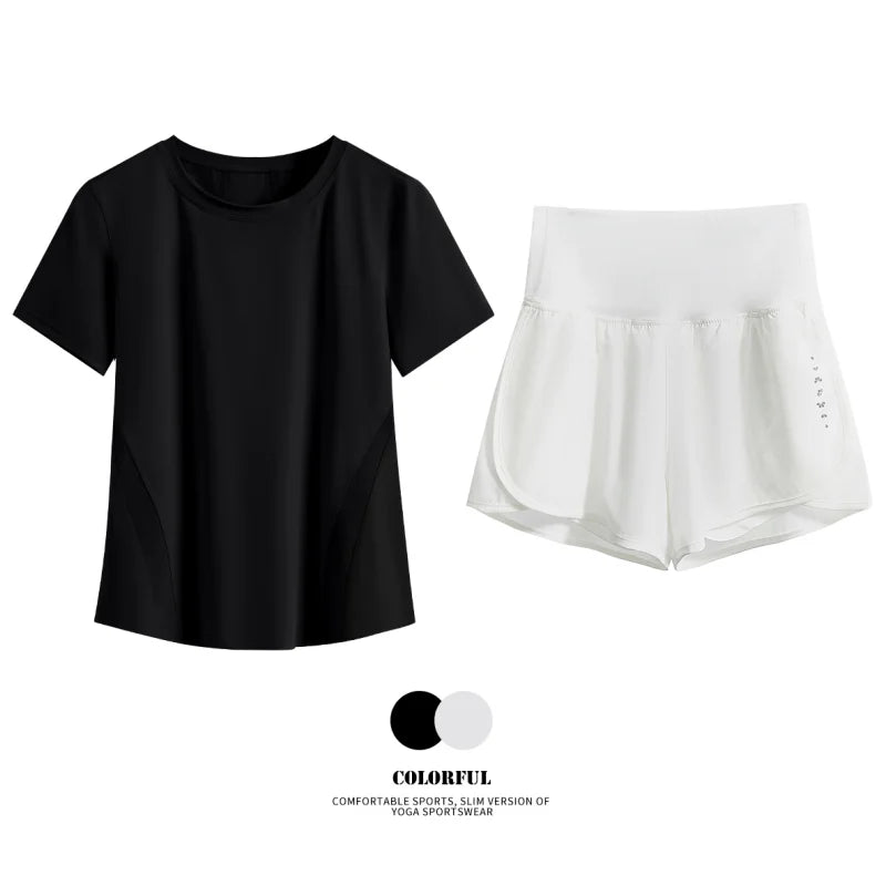 DRUR Women Summer Breathable Short Sports Set Loose Fit Workout Suit for Women 2 Piece Running Tracksuit Sportswear Outfit New