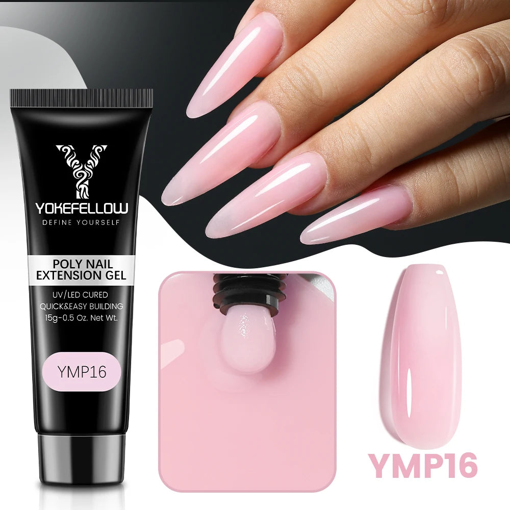 YOKEFELLOW 15g Jelly Extension Gel Nail Polish Nude Pink Clear Building Construct Extend Gel Soak Off UV LED Acrylic Gel Varnish