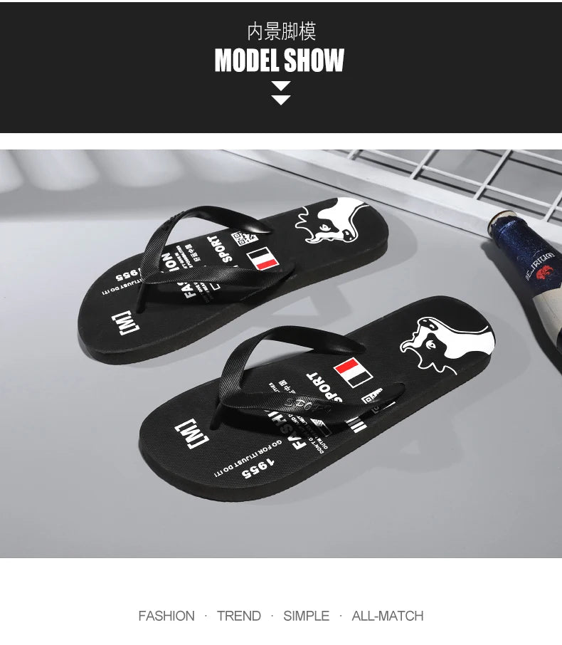 Flip Flops men's summer non-slip sandals men's foot clamp trend rubber abrasion resistant outer wear beach shoes slippers men