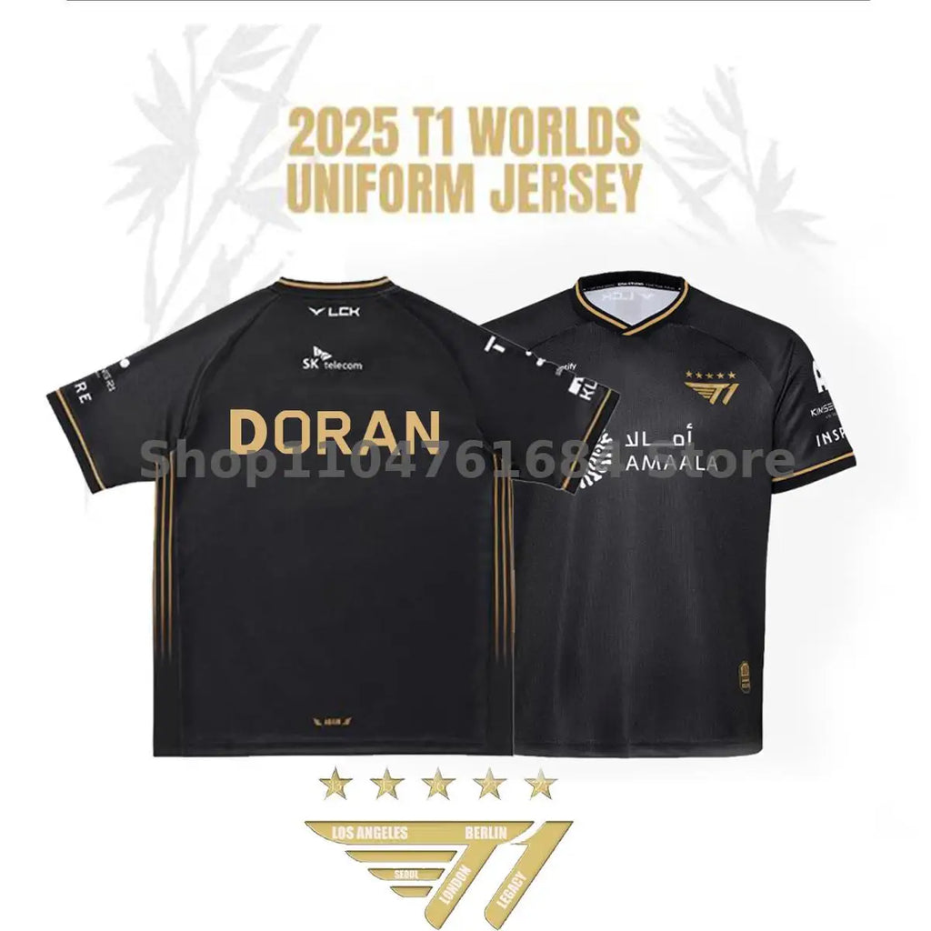 2025 New T1 Esports Team Uniform T-shirt League Of Legends World Finals Jersey T Shirt Lol Games Faker Fan Support Men Clothes