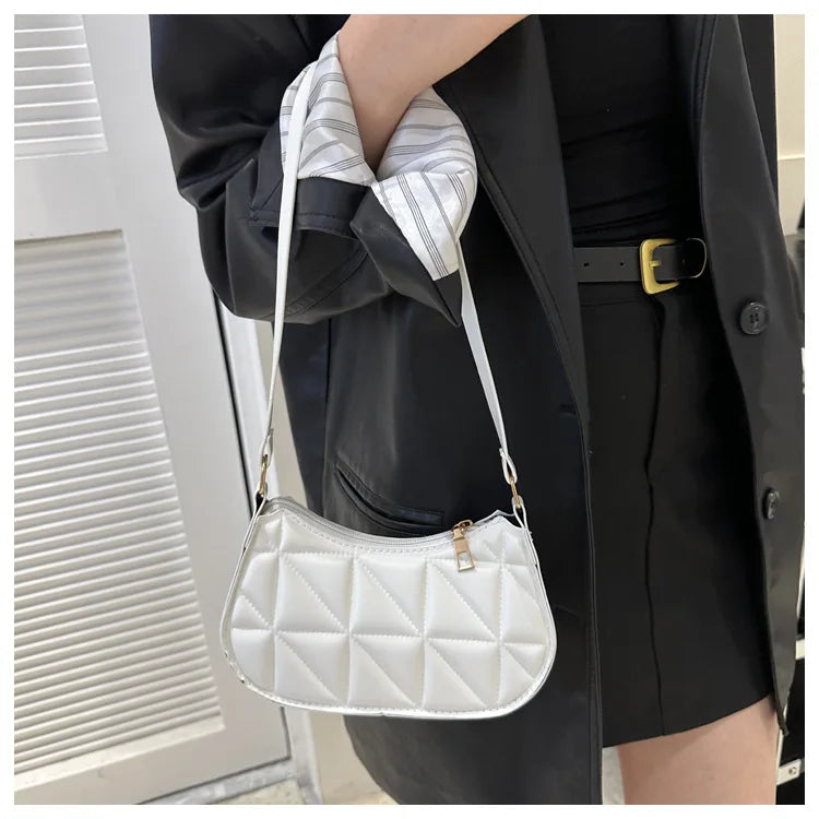 New Solid Color Casual Women's Handbags Shoulder Bag with Niche Retro Design Fashionable and Trendy Leather Crossbody Bags