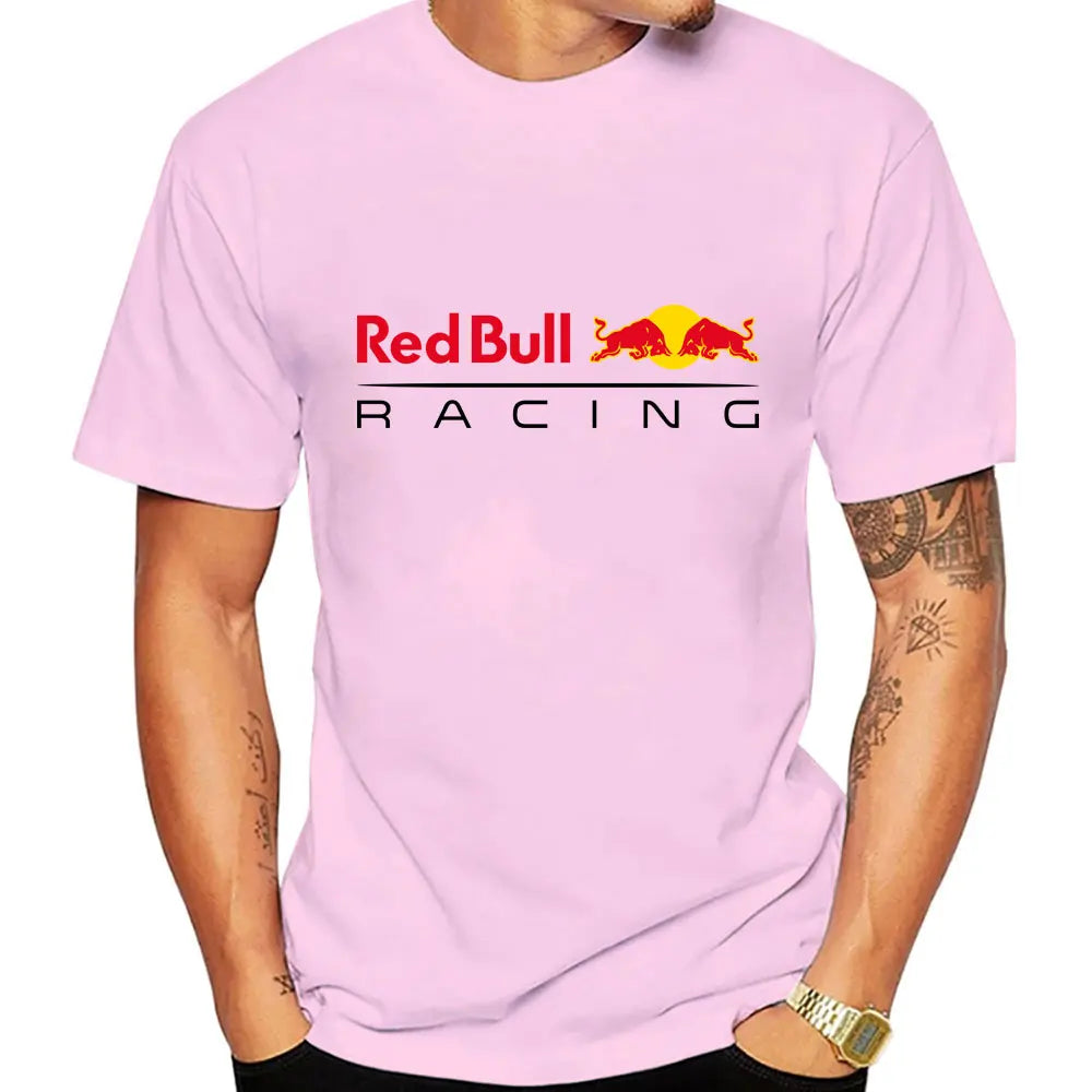 Red Bull Logo Racing Team Men Summer T-shirt Short Sleeve Women T Shirts 100% Cotton Fashion Couple Oversized Clothes Tees Tops