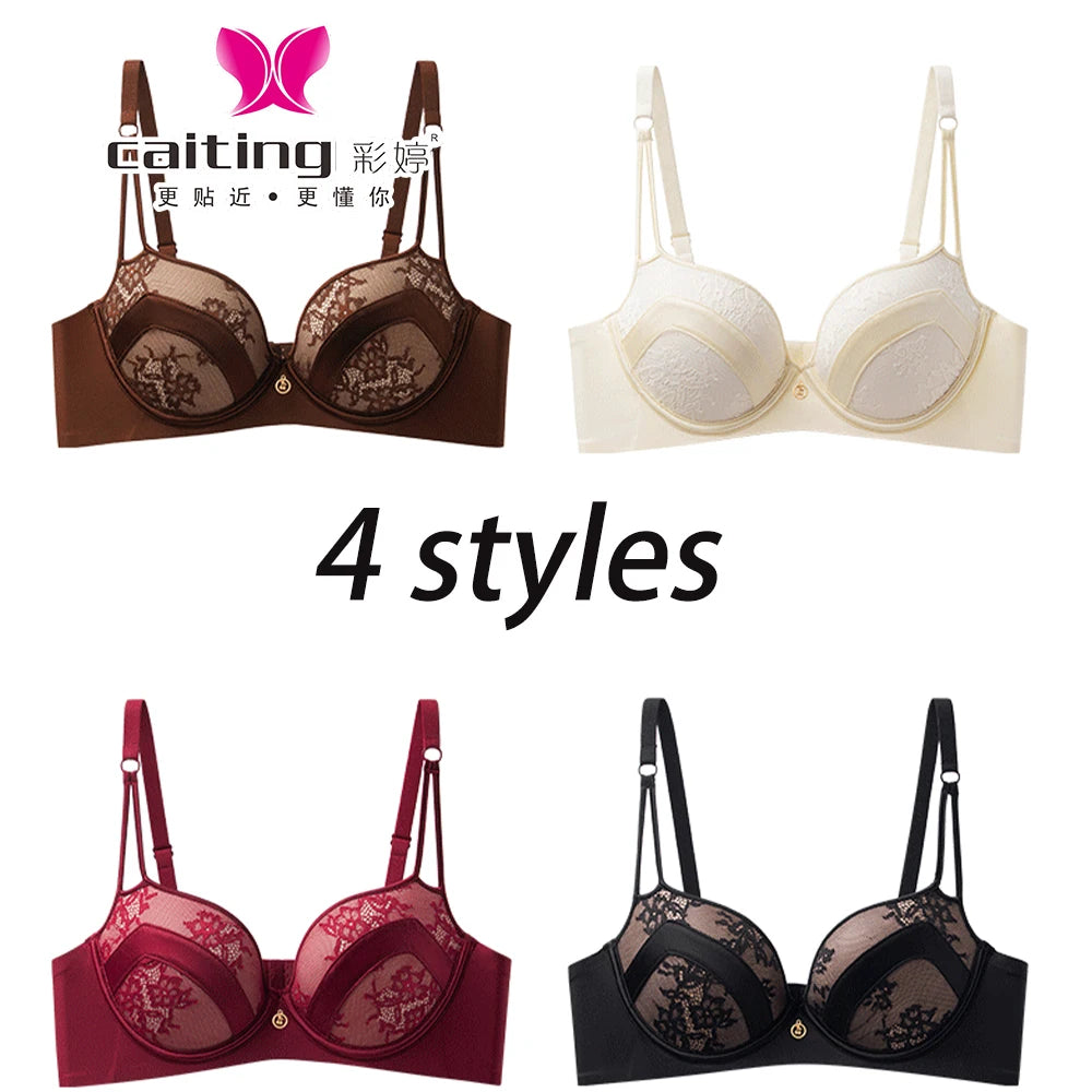 CAITING Bras Sexy Lace Massage Ladies Push Up Brassiere Floral Female lingerie Underwire Women Underwear