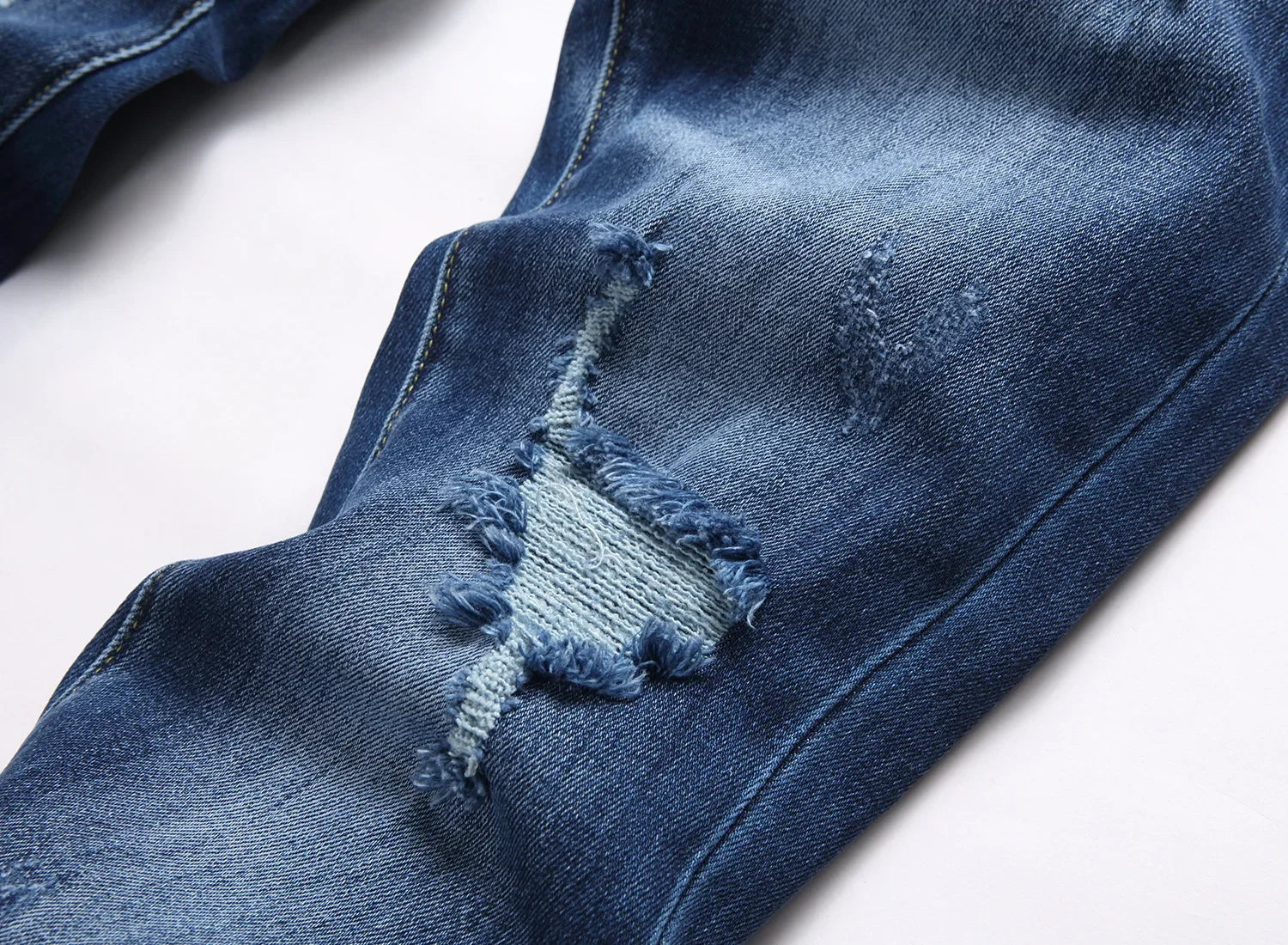 2025 Men's Ripped Jeans Luxury Brand Light Blue Holes Long Trousers Quality Male Fashion Stretch Slim Pants Men Skinny Jeans