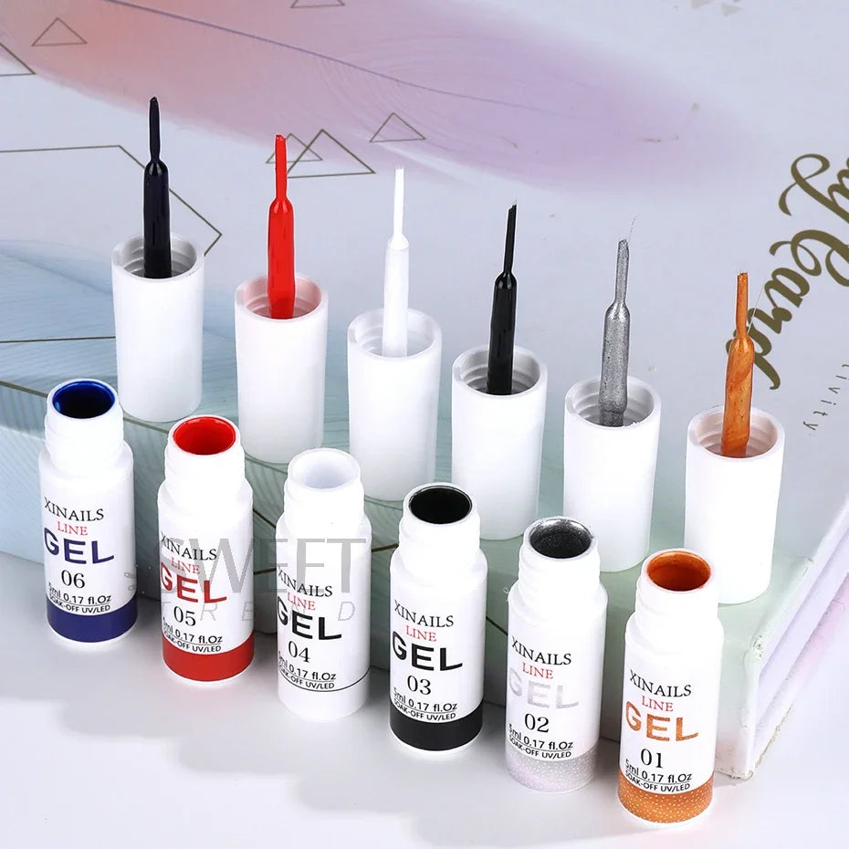 5ml Liner Gel Nail Polish Wire Silk Pen With Brush Black White Semi Permanent Painting Graffiti Tools Drawing Manicure Varnishes
