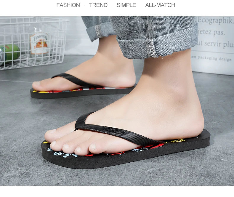 Flip Flops men's summer non-slip sandals men's foot clamp trend rubber abrasion resistant outer wear beach shoes slippers men