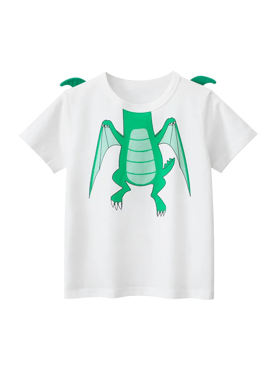 2024 Children 3D Cartoon Short T-Shirts Clothes for Boy 100% Cotton Short Sleeve Dinosaurs Cute Kids Casual Sport Top Tees