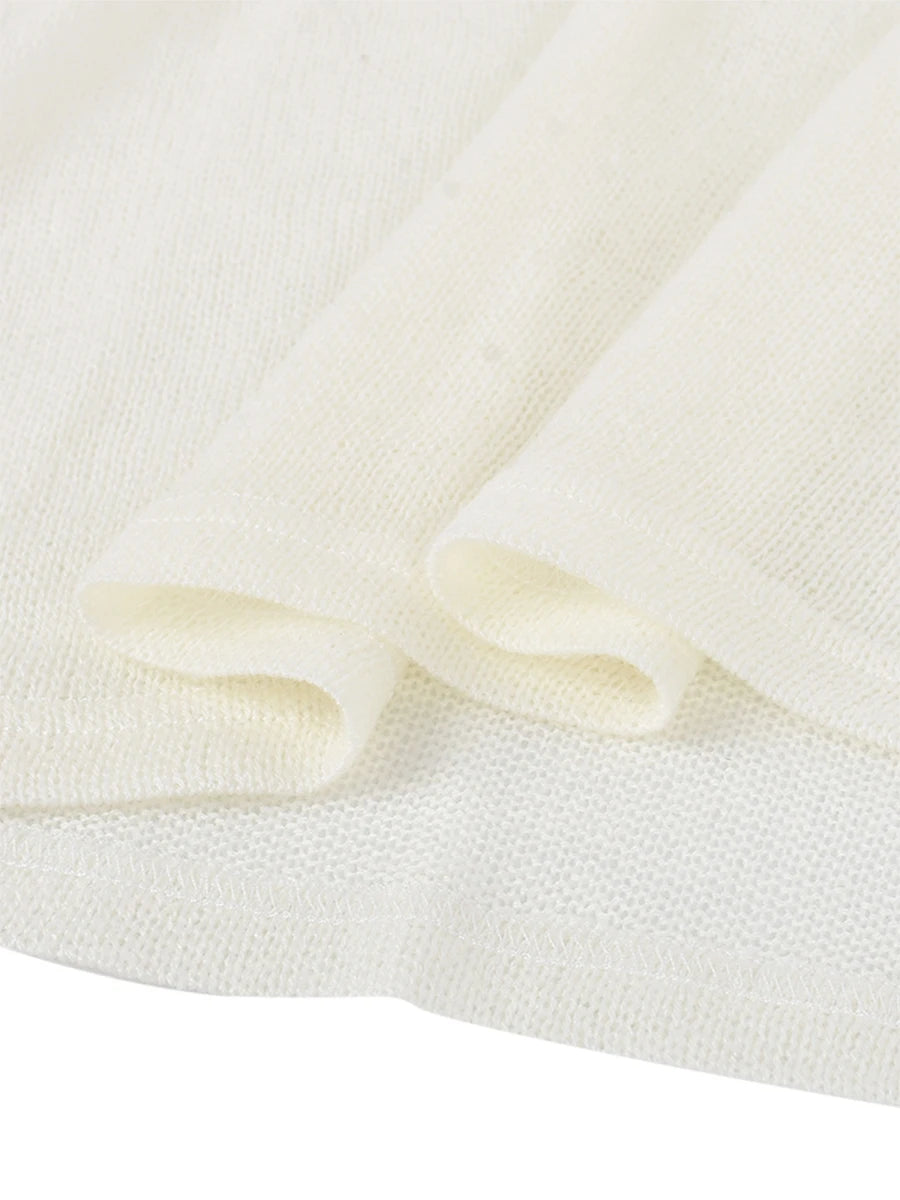 Women Wrapped Dress, Long Sleeve Round Neck See Through Sunscreen Solid Color Backless Beach Long Dress