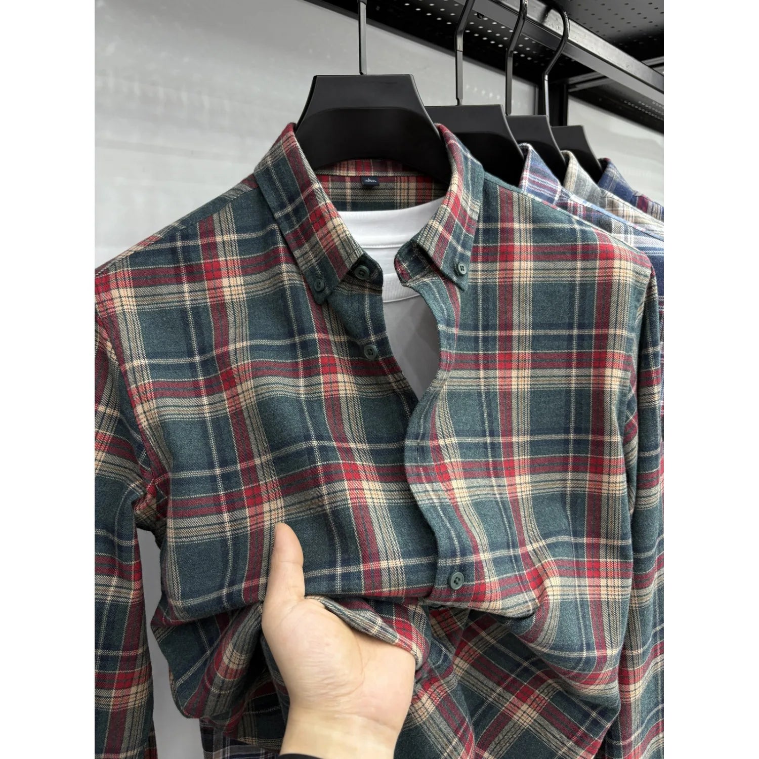 New 2025 Men's Long Sleeve Cotton Shirt Fleece Business Casual Easy Care Youth Outerwear Top Polyester Fiber Cool Sensation