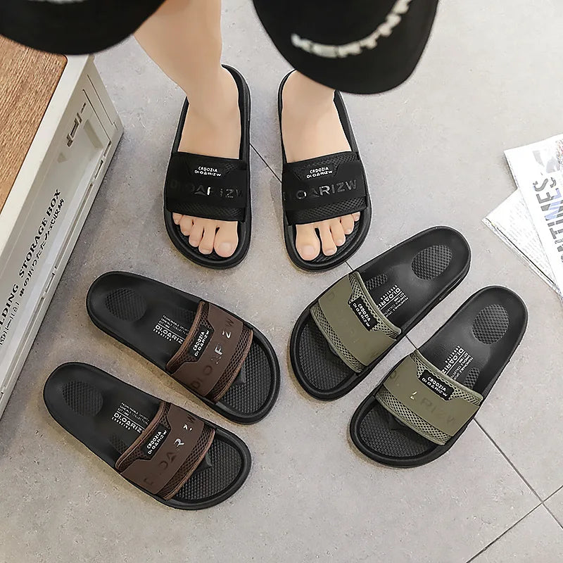 Summer Men's Mesh Surface Slippers EVA Platform Open Toe Slip on Sandals Home Non-slip Slides Outdoor Beach Sandal Shoes for Men