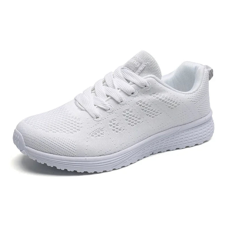 Women's Lace-up Casual Shoe Mesh Flat Shoes for Woman Summer Breathable White Sneakers Women's Vulcanized Sneakers Tenis Walking