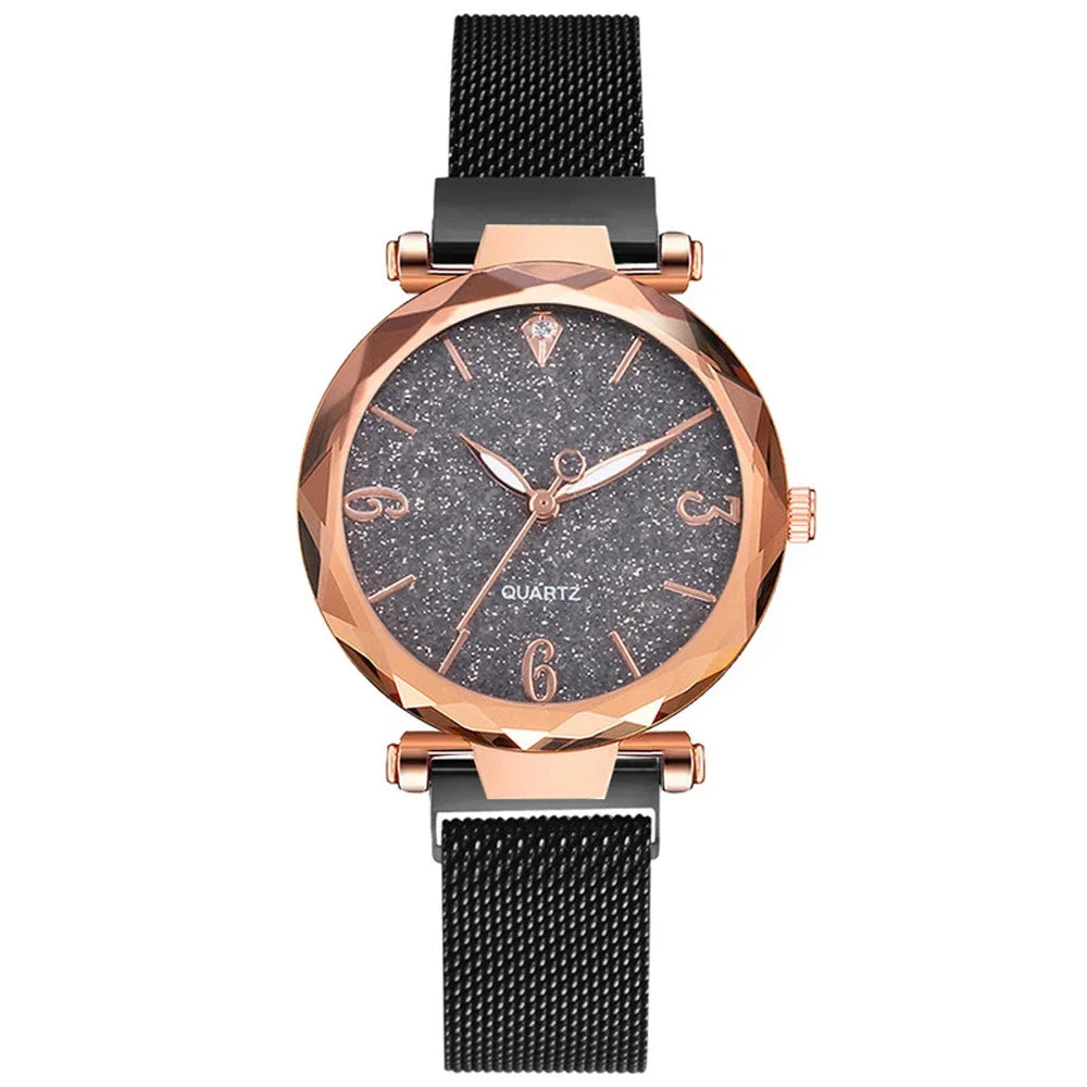 Women Watch  Top Brand Luxury Magnetic Starry Sky Lady Wristwatch Mesh Female Clock Rose Gold Relogio Feminino