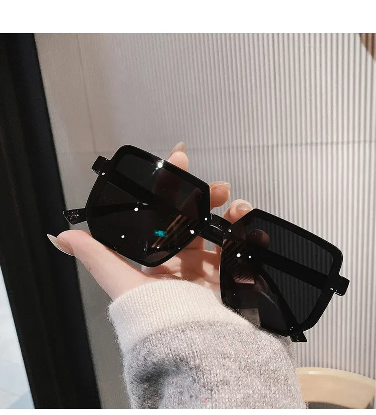Vintage Women Large Frame Square Sunglasses Men Luxury Sun Glasses Brand Design Trendy Eye Glasses UV400 Shades Driving Goggle