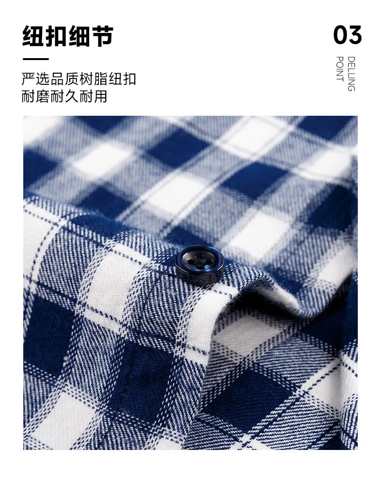 Pure Cotton Men's Plaid Shirts Long Sleeved Regular Fit Casual Office Fashion Shirts Leisure Autumn Male Check Blouses Plus Size