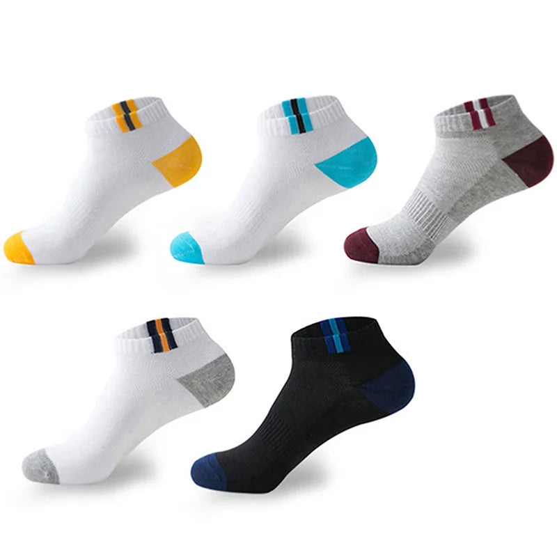 2 Pairs Mens Cotton Short Socks New Style Striped Sports Men Sock Soft Breathable Durable Spring Summer Male Ankle Socks for Boy