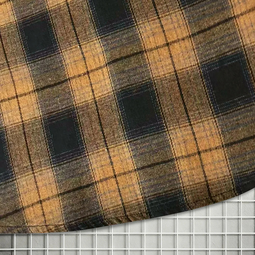 Men's Spring Autumn Plaid Button Down Shirt Long Sleeve Casual Open Front Cardigan Fashion Loose Fit Top