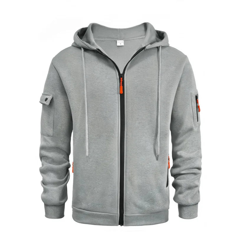 Half Zipper Men's Tactical Hoodies Solid Warm Fleece Military Sweatshirts Multi Pockets Male Hooded Jackets Thick Outdoor Polar