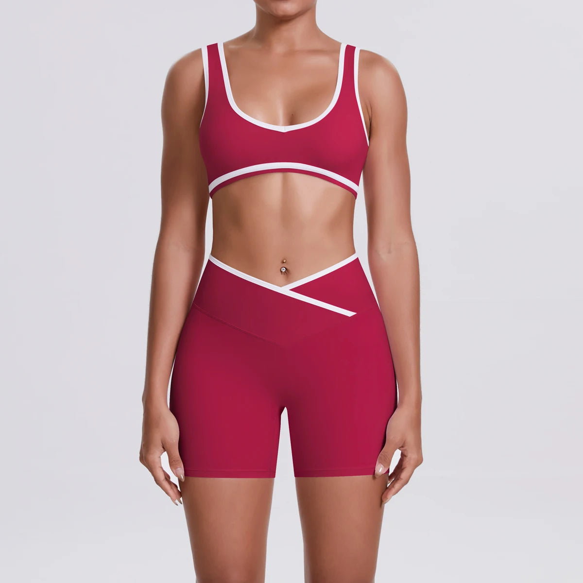 Women Two Piece Gym Workout Set Female Bra Yoga Sets 2ps Shorts Fitness Wear Women Quick-Dry Camisole Sports Bra Suits
