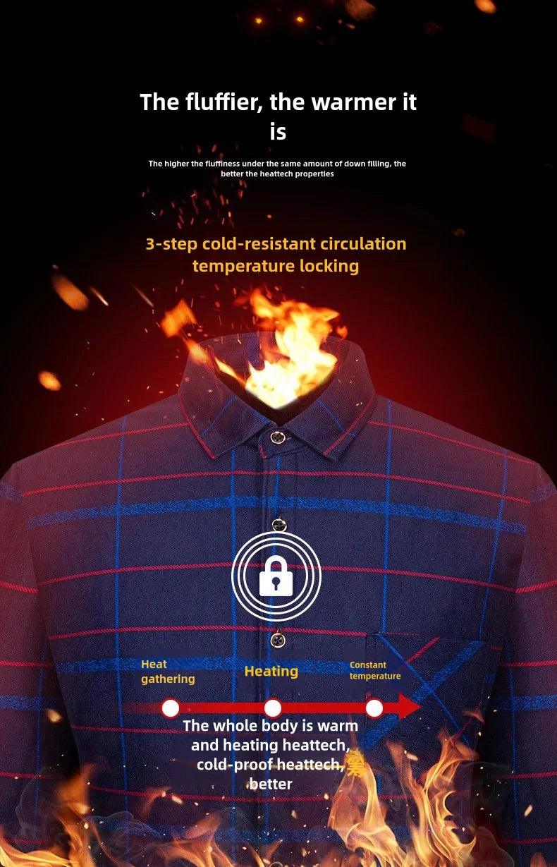 New men's long-sleeved shirt thickened and fleece warm 8XL9XL plus size autumn and winter casual no-ironing comfortable top