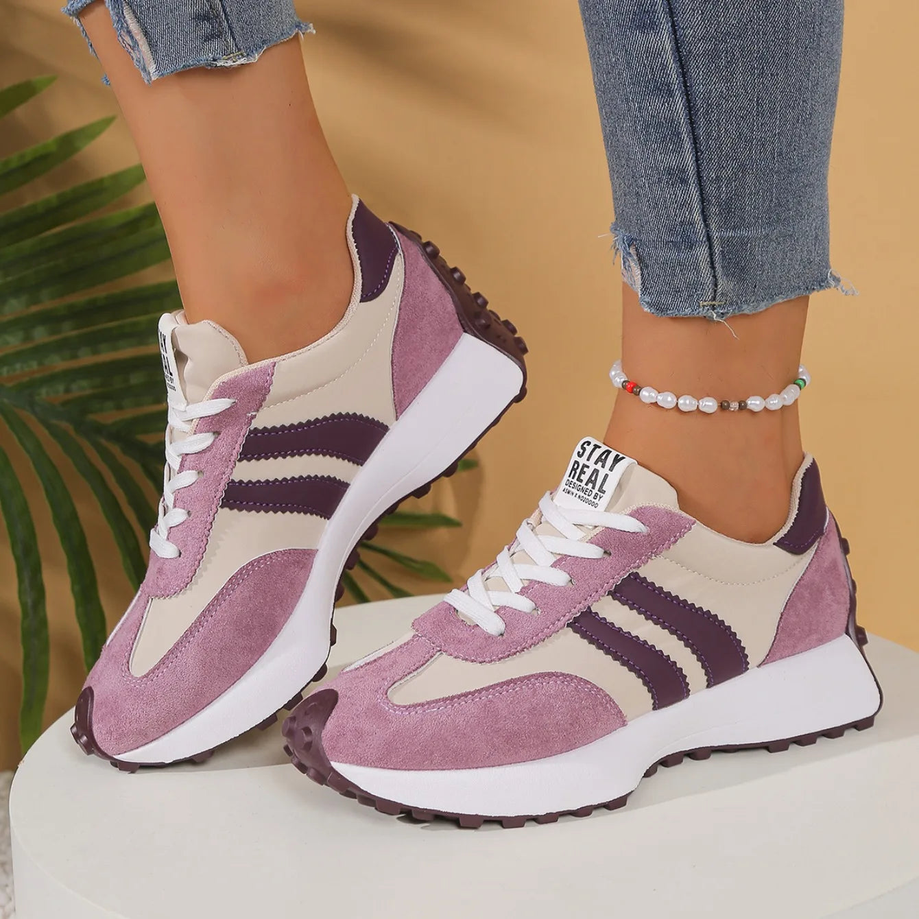 Spring Thick Bottom Women Sneakers 2025 Summer Casual Patchwork Leather Sneakers Women Outdoor Casual Comfortable Shoes Ladies