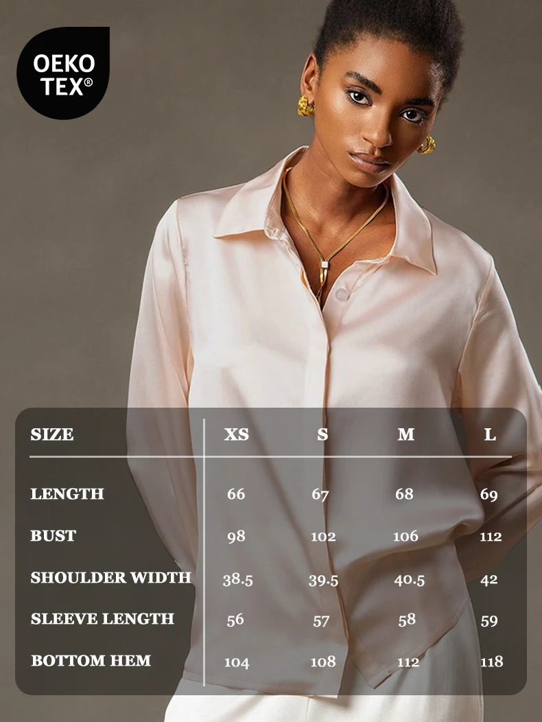 Spring Covered Button Mulberry Silk Shirt Long Sleeve Ladies Clothing Luxury 19Mm 100% Silk Women'S Fashion Blouses