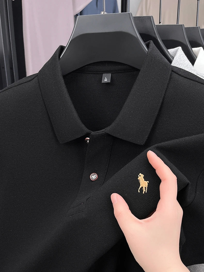 Premium Luxury Brand Men's Polo Shirt Lapel Horse Embroid Short Sleeve 100Cotton T-Shirt Business Office Golf Summer Men's Wear