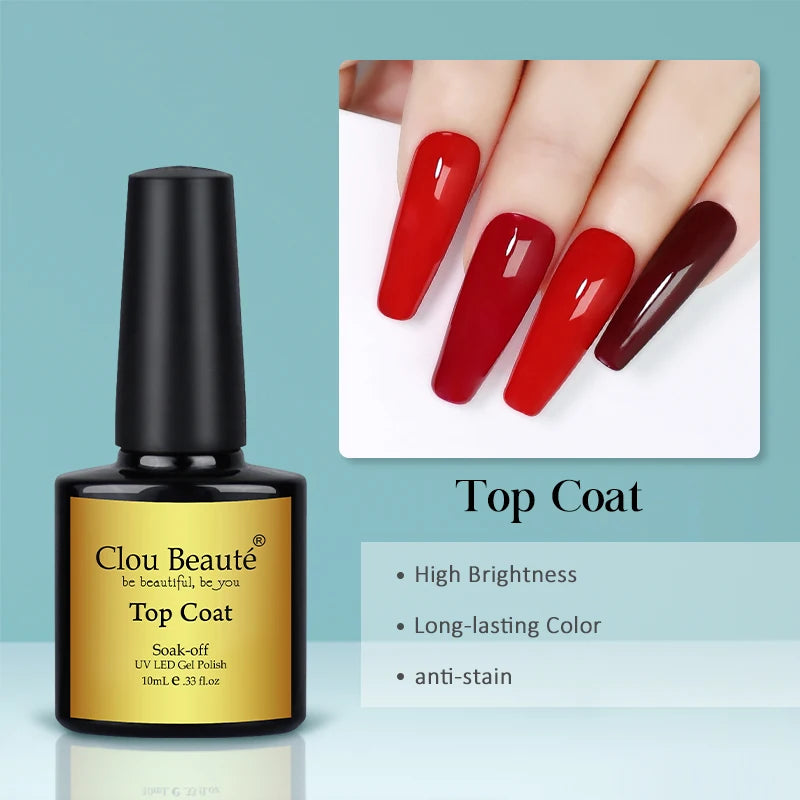 Clou Beaute 15ml Red Black White Green Neon Gel Nail Polish Base Top Coat Velvet Top 400 Colors Semi Permanent Gel Nail Varnish