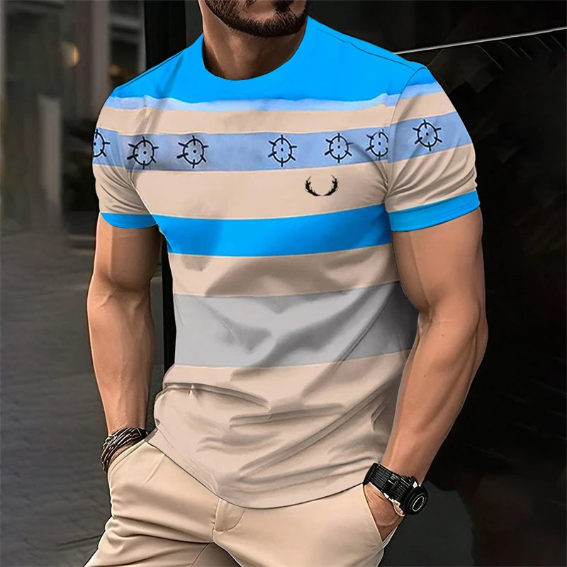 Simple Striped 3D Printed T Shirts For Men Fashion Summer Short Sleeve 3D Printed Kids T-shirts Casual Daily Wear Loose Tees