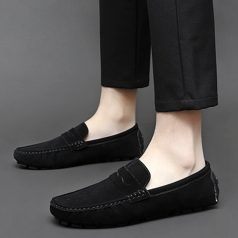 Suede Leather Mens Loafers New Fashion Walking Shoes New Comfy Man Drive Flats Classic Original Style Men Casual Shoes Moccasins