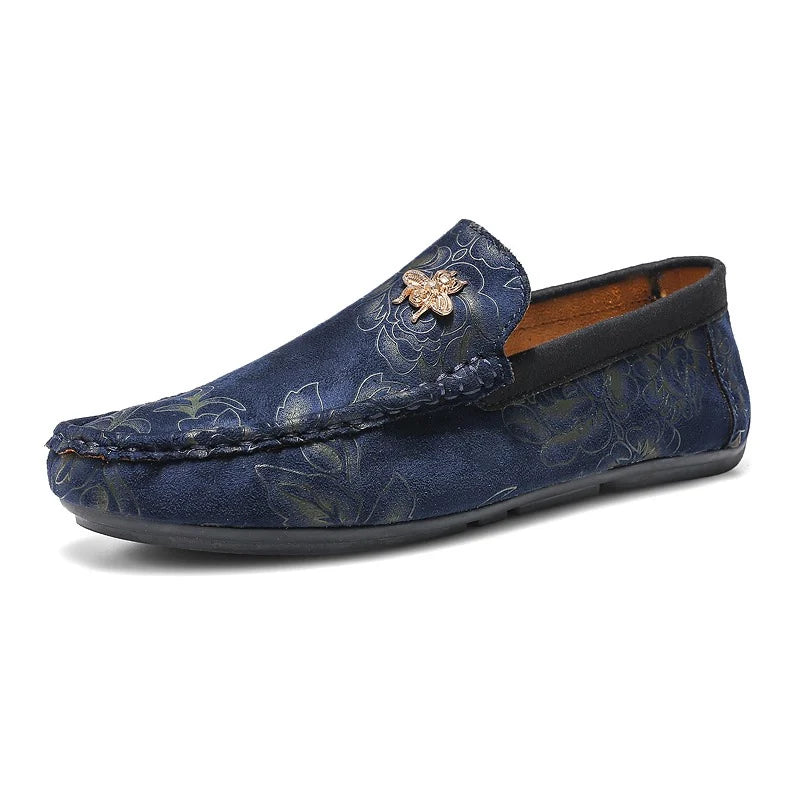 Luxury Brand Yellow Men Casual Shoes Fashion Flower Print Loafers Men Designer Flat Shoes Comfortable Slip-on Male Driving Shoes