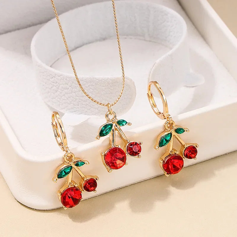 Europe and America  Accessory Water Drop Necklace Four-Piece Set Fashion Bracelets Rings Earrings Necklace Paty Jewerly Set Gift