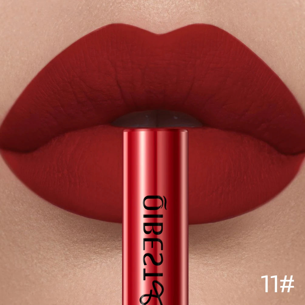 QIBEST Matte Liquid Lipstick Waterproof Long Lasting Velvet Lip Gloss Tint Tube Matte Nude Pigment Red Lipgloss Lips Makeup
