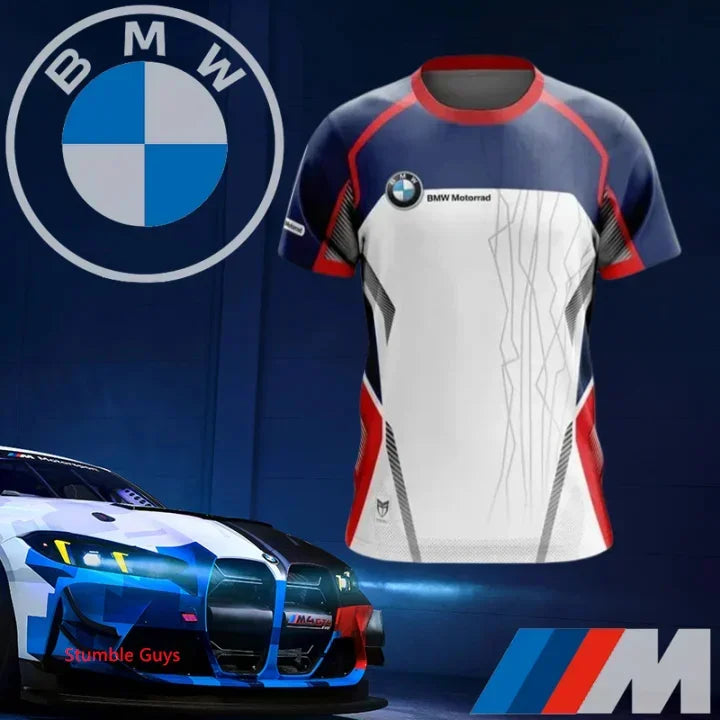 Summer Men's BMW T-Shirt Sports Motorcycle Racing Short Sleeve Fashion Casual M Power Car Brand Clothes