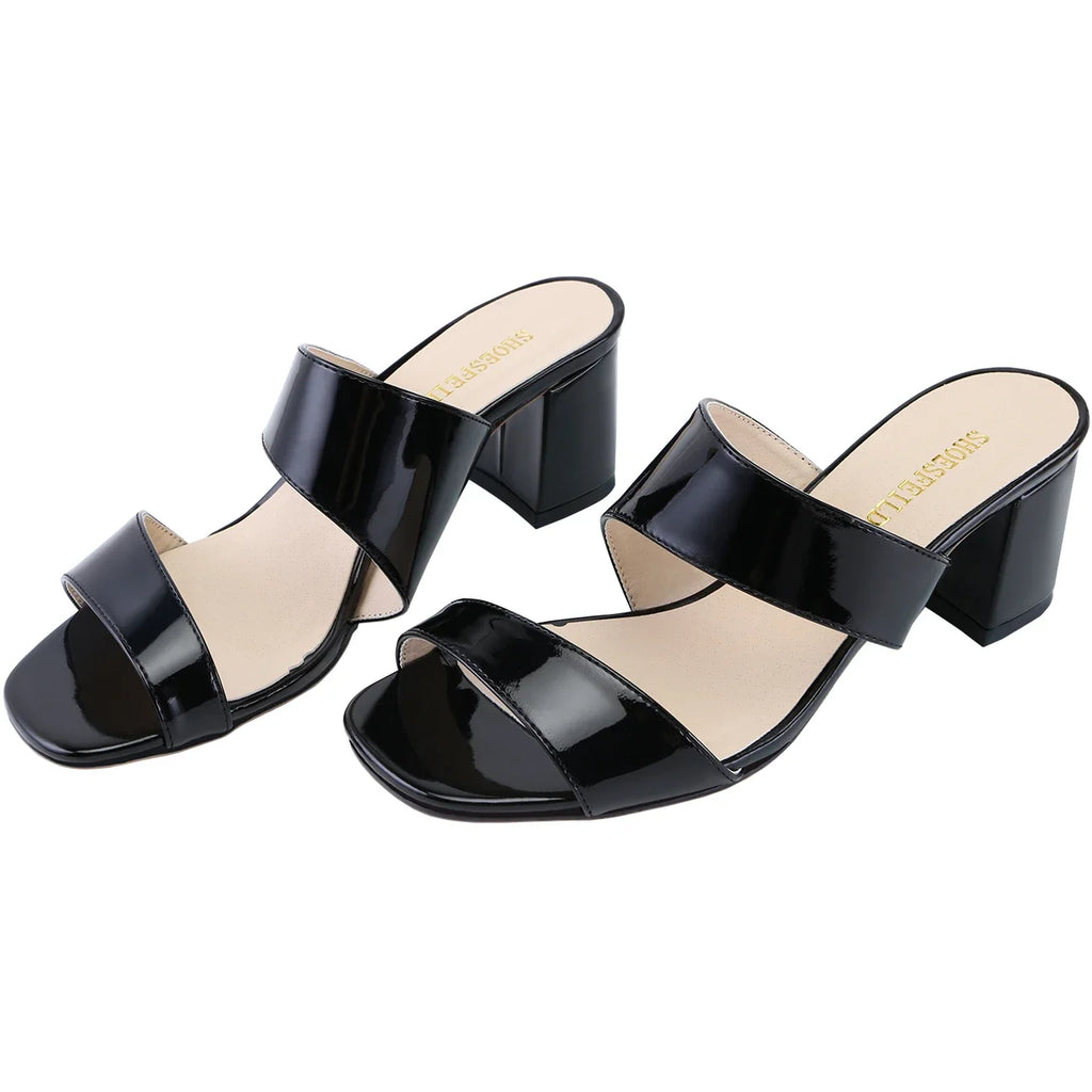 Women Low Chunky Sandals Fashion Sexy Comfort Open Toe 5cm Thick Heel Ship on High Heels Party Dress Girl Slipper Wedding Shoes