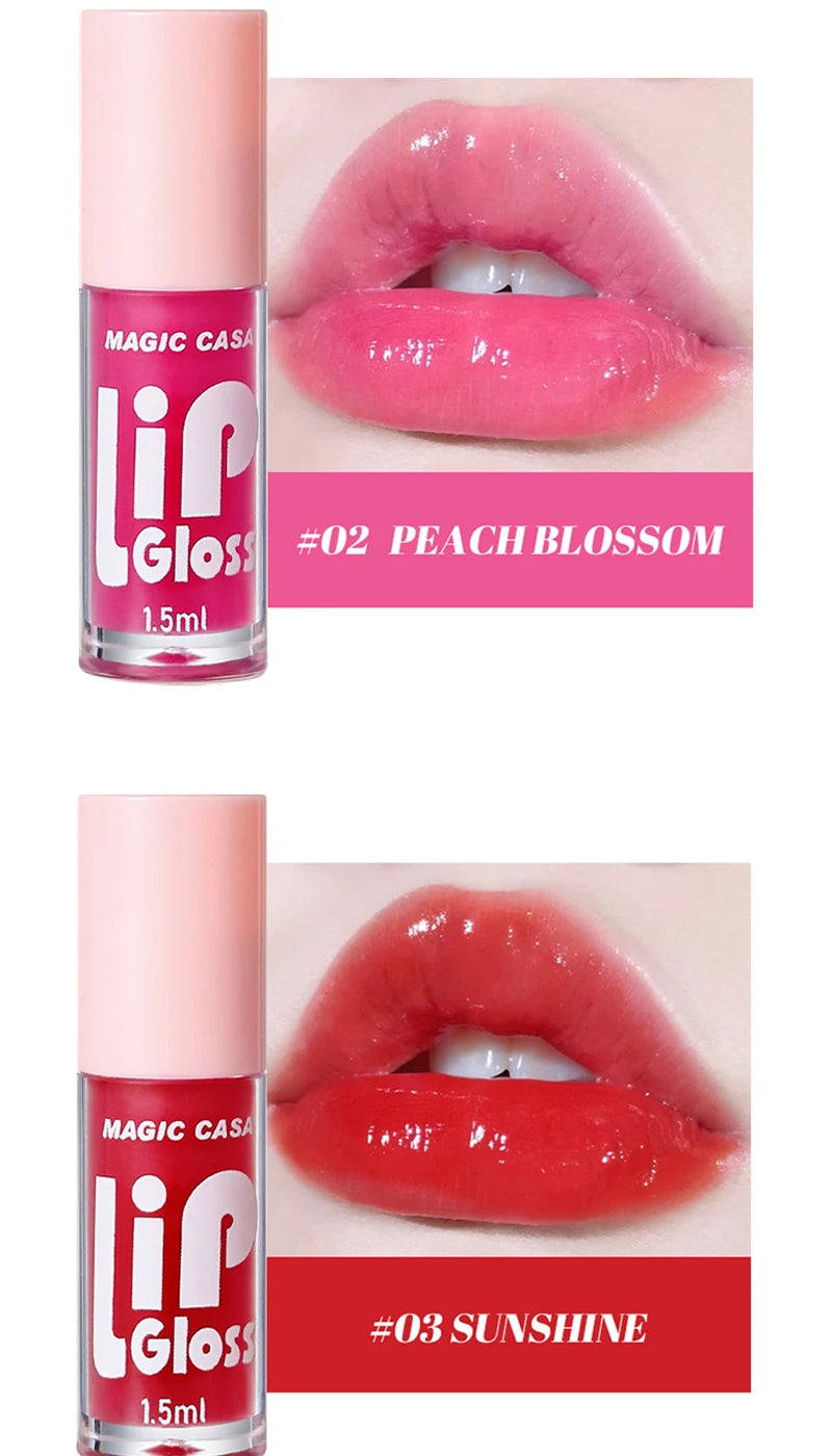 MAGIC CASA 6-Piece Set Water-Gloss Jelly Lip Oil - Plumping, Hydrating, Makeup Base, Long-Lasting Moisture