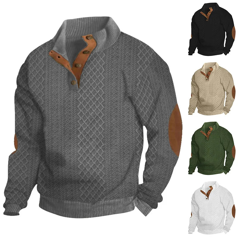 2024 cross-border hot-selling autumn and winter men's casual stand-up collar long-sleeved jacquard knitted pullover sweater