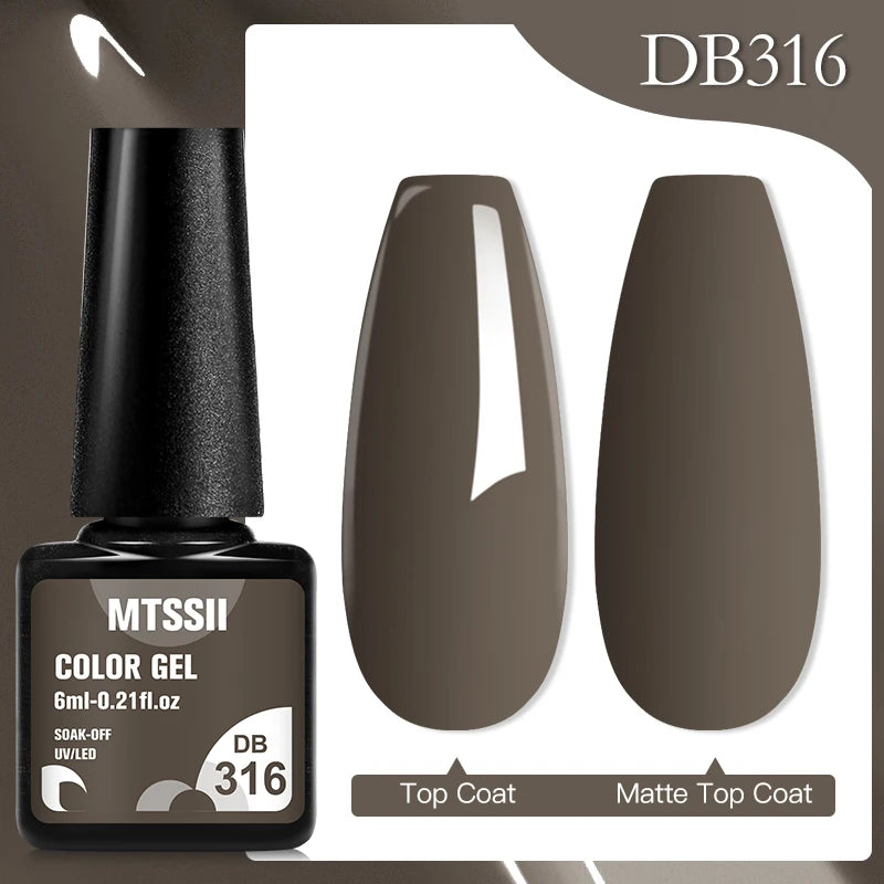Mtssii 6ML Chocolate Color Gel Nail Polish Brown Semi Permanent UV Gel Autumn Winter Popular Soak Off Nail Art Gel Varnishes