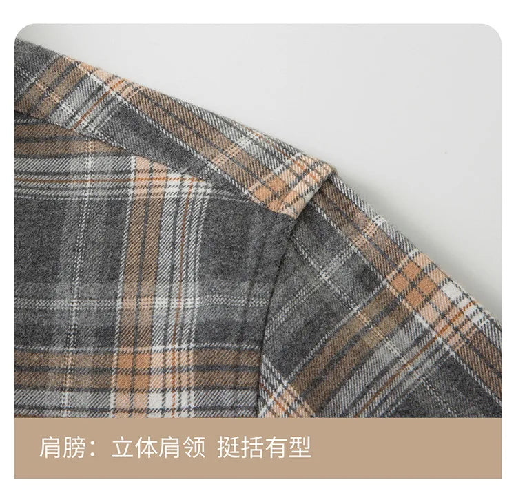 100% Cotton Flannel Shirt Men's, Plaid Casual Jacket, Anti-Wrinkle, Multi-Color Gold Quality Long-Staple Cotton M-4XL