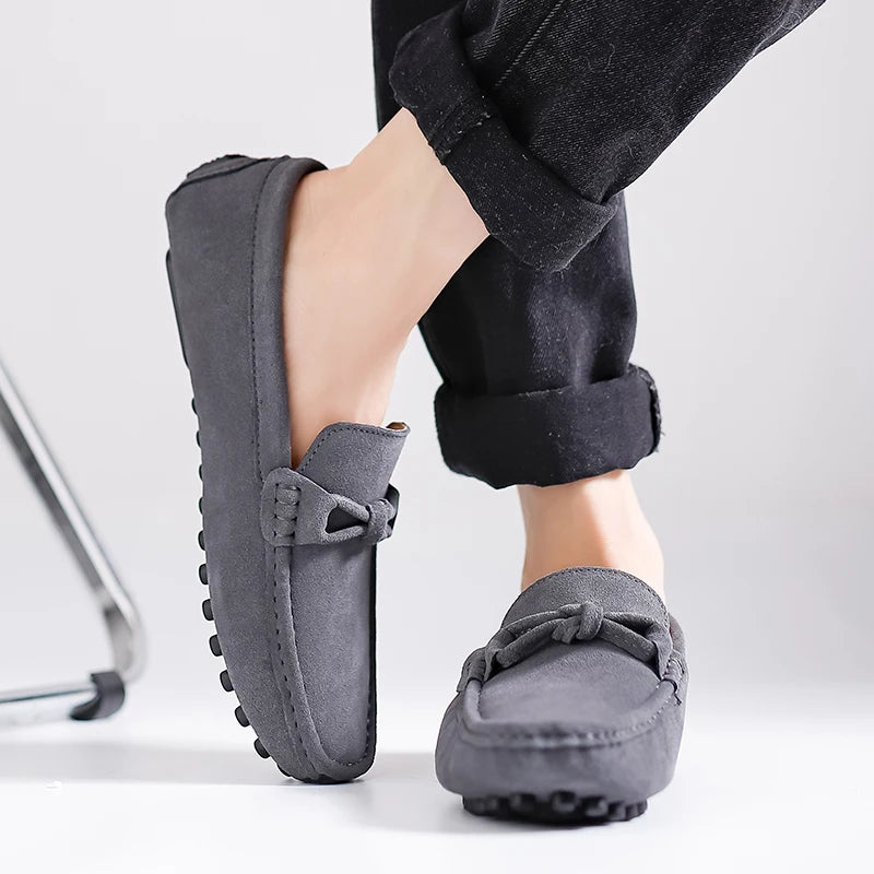 Suede Leather Men Loafers Handmade Slip-On Dress Shoes Comfortable Cushioned Insole Business Casual Shoes Man Driving Moccasins