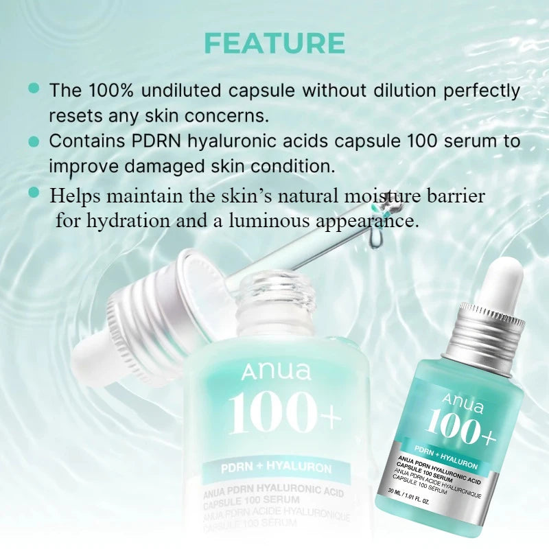 ANUA Skin Care Essence Hyaluronic Acid Capsule 100 Serum Blue Radiant Face Serum for Glass Skin Korean Skincare Products