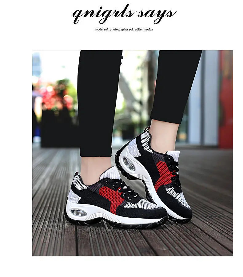 Tenis Women Sneakers Air Cushion Walking Shoes Breathable Gym Jogging Shoes for Woman Lace Up Platform Sport Shoe Tenes Feminino